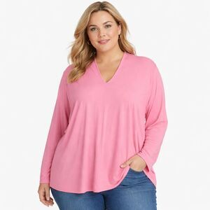 Talbots Plus Super Soft Tunic Top 3X Pink Long Sleeve